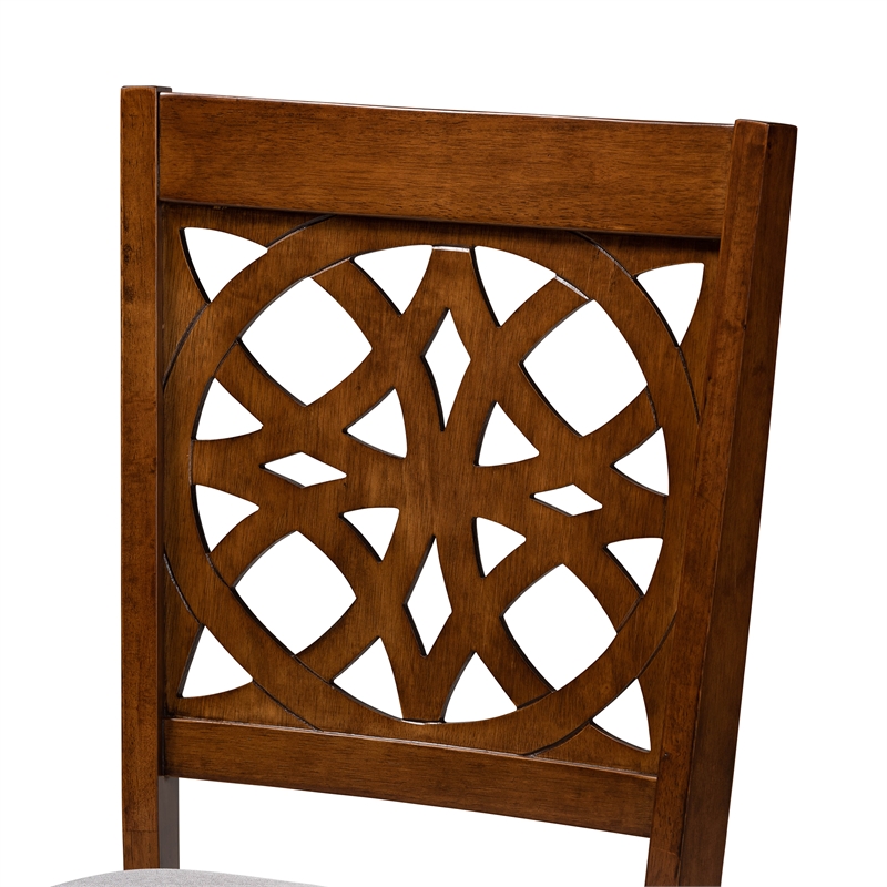 Baxton Studio Abigail Gray Fabric and Walnut Brown Wood 7-Piece Dining Set