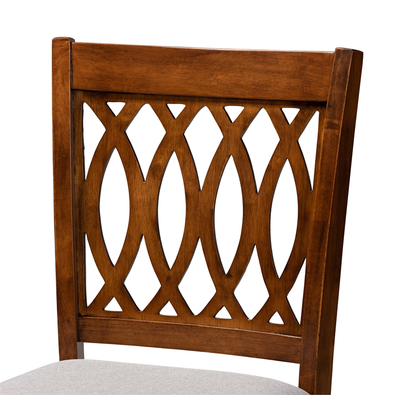 Baxton Studio Florencia Grey Fabric and Walnut Brown Wood Counter Stool