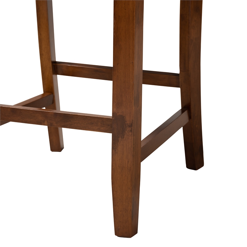 Baxton Studio Florencia Grey Fabric and Walnut Brown Wood Counter Stool