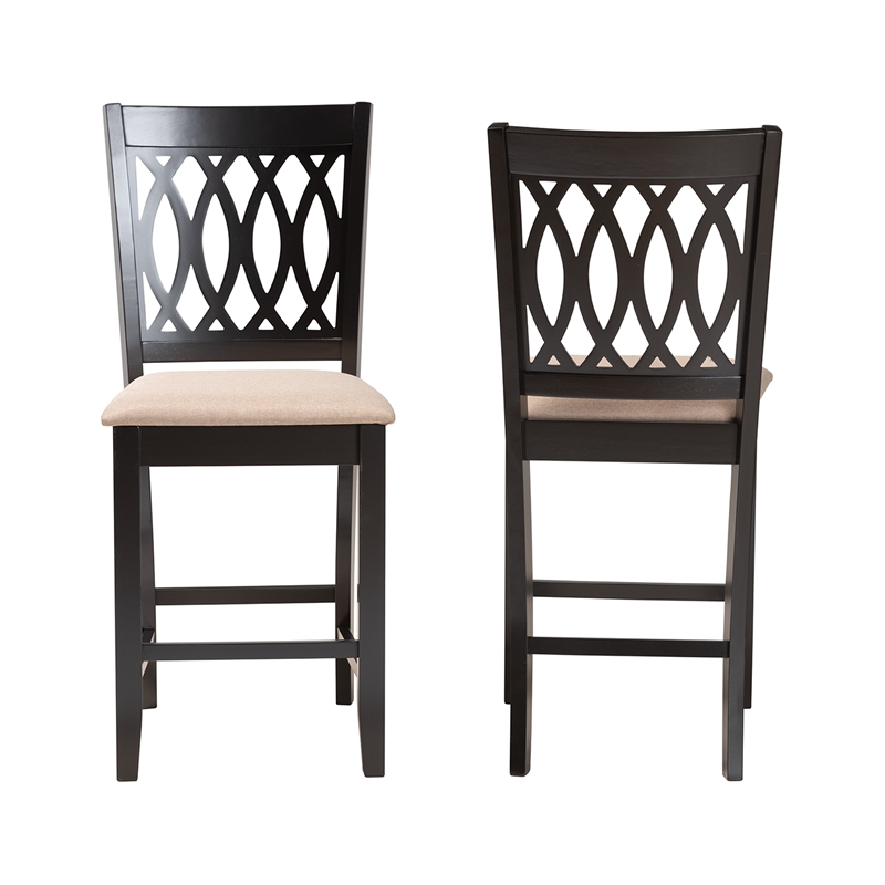 Baxton Studio Florencia Beige Fabric and Espresso Brown Wood Counter Stool