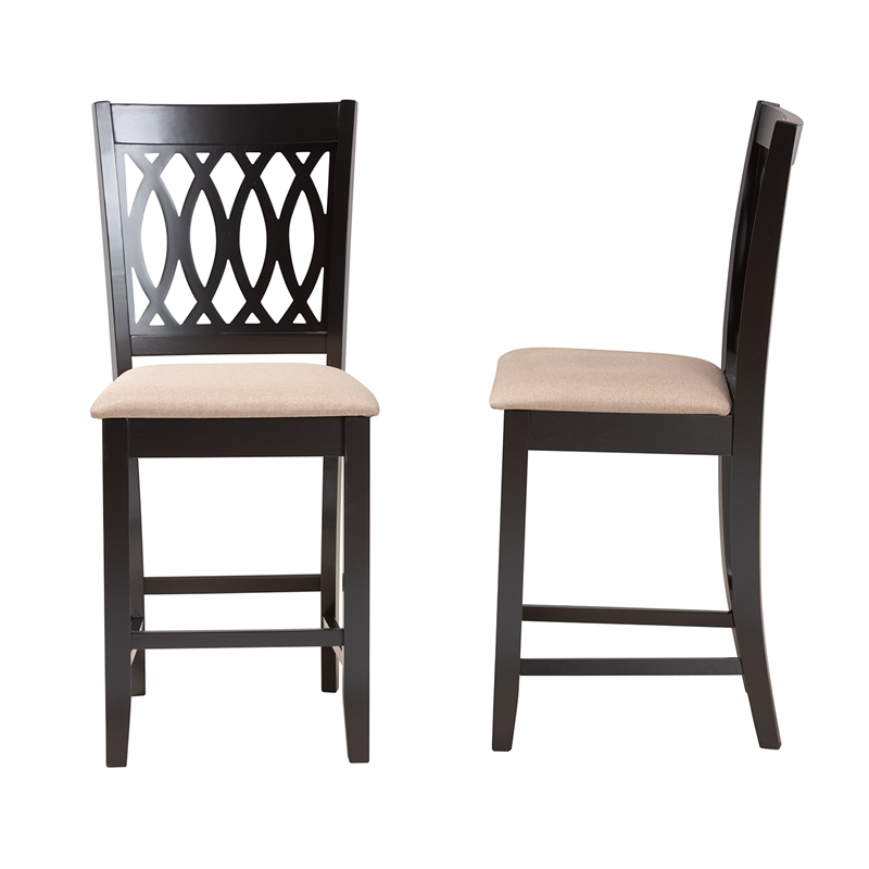 Baxton Studio Florencia Beige Fabric and Espresso Brown Wood Counter Stool