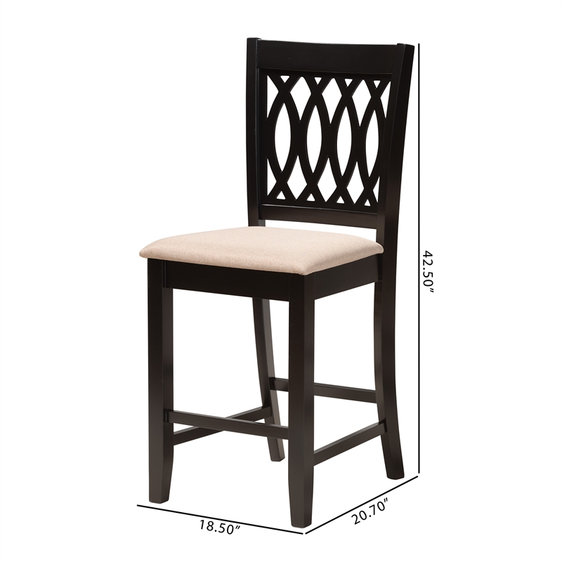 Baxton Studio Florencia Beige Fabric and Espresso Brown Wood Counter Stool