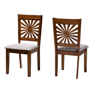 Baxton Studio Olympia Grey Fabric and Walnut Brown Wood Dining Chair