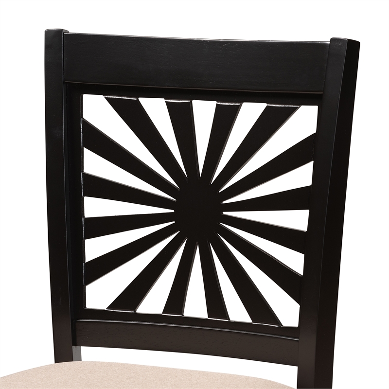 Baxton Studio Olympia Beige Fabric and Espresso Brown Wood Counter Stool