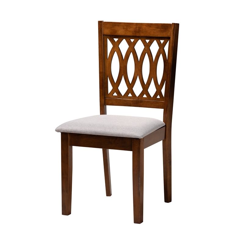 Baxton Studio Florencia Grey Fabric and Walnut Brown Wood 6-Piece Dining Set