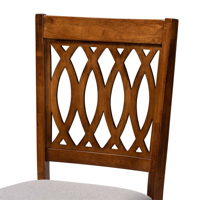 Baxton Studio Florencia Grey Fabric and Walnut Brown Wood 6-Piece Dining Set