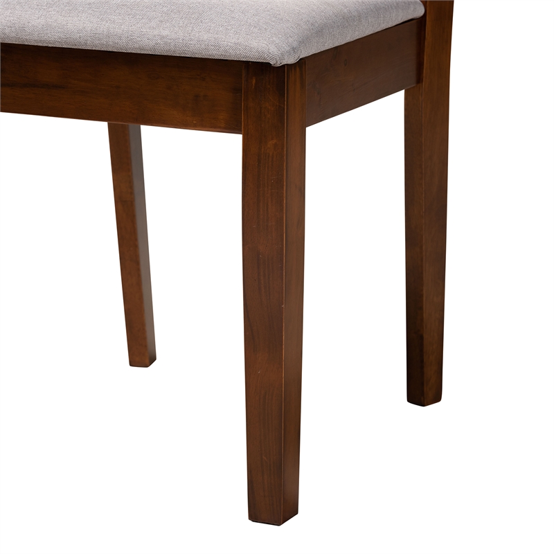 Baxton Studio Florencia Grey Fabric and Walnut Brown Wood 6-Piece Dining Set
