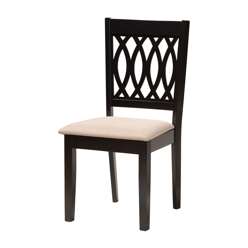Baxton Studio Florencia Beige Fabric and Espresso Brown Wood 6-Piece Dining Set