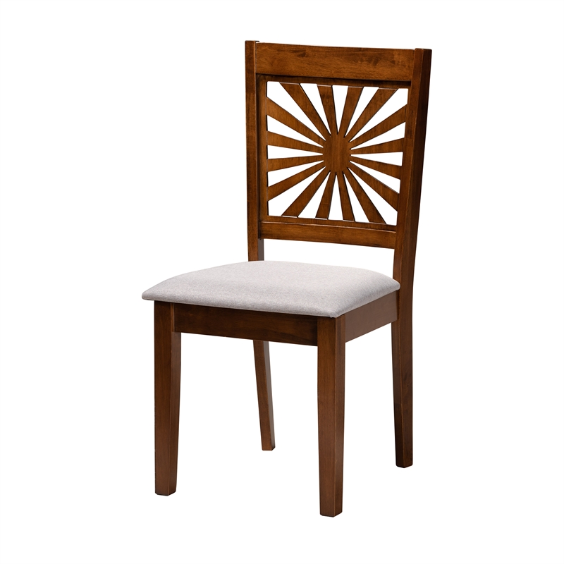 Baxton Studio Olympia Grey Fabric and Walnut Brown Wood 6-Piece Dining Set