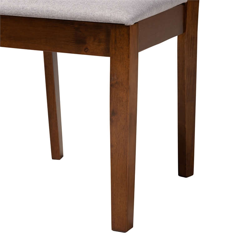 Baxton Studio Olympia Grey Fabric and Walnut Brown Wood 6-Piece Dining Set