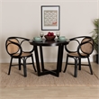 Baxton Studio Palesa Two-Tone Black and Brown Rattan Dining Chair