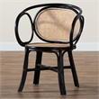 Baxton Studio Palesa Two-Tone Black and Brown Rattan Dining Chair