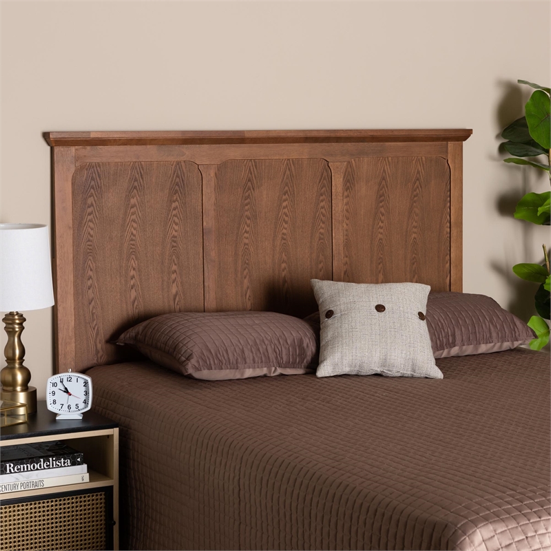Baxton Studio Alarice Ash Walnut Finished Wood Queen Size Headboard