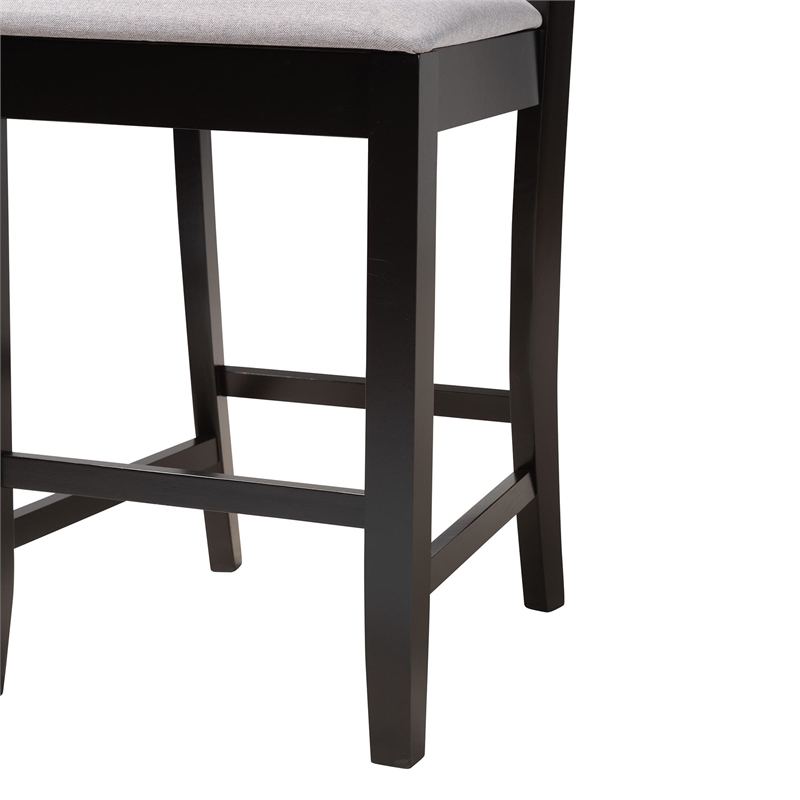 Baxton Studio Deanna Grey Fabric and Dark Brown Finished Wood Counter Stool