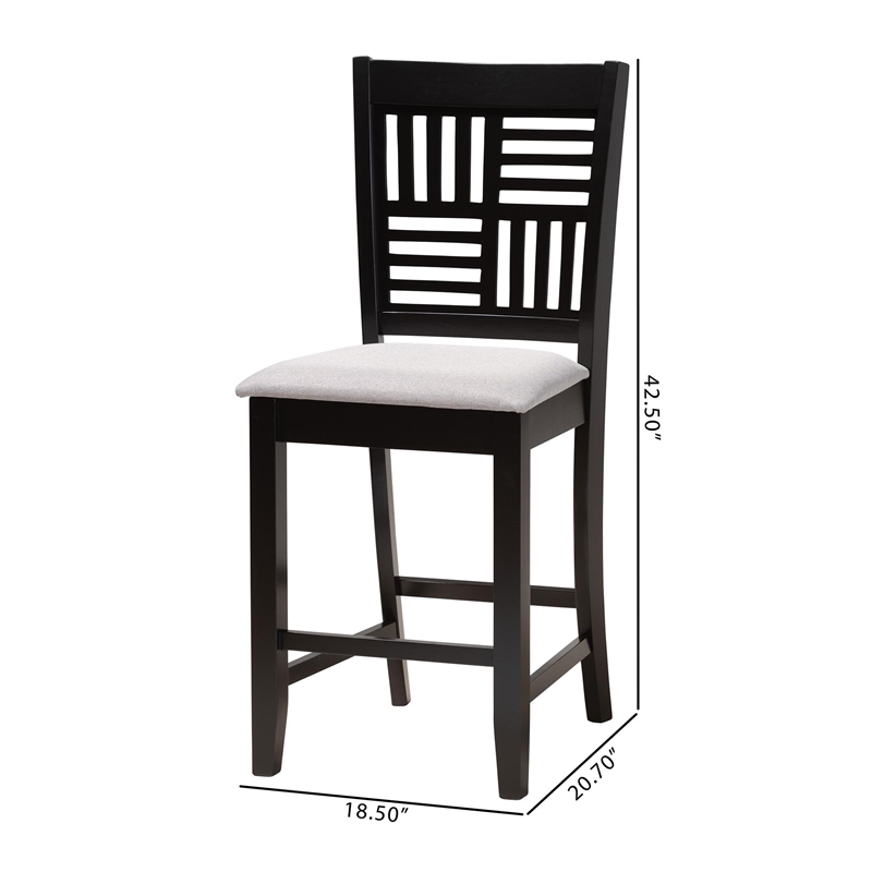 Baxton Studio Deanna Grey Fabric and Dark Brown Finished Wood Counter Stool