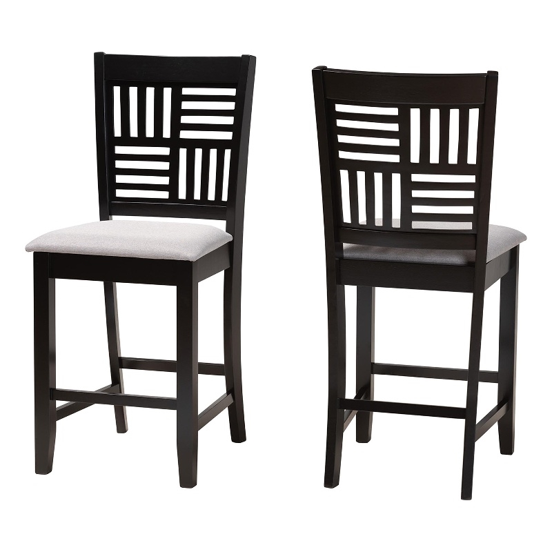 Baxton Studio Deanna Grey Fabric and Dark Brown Finished Wood Counter Stool