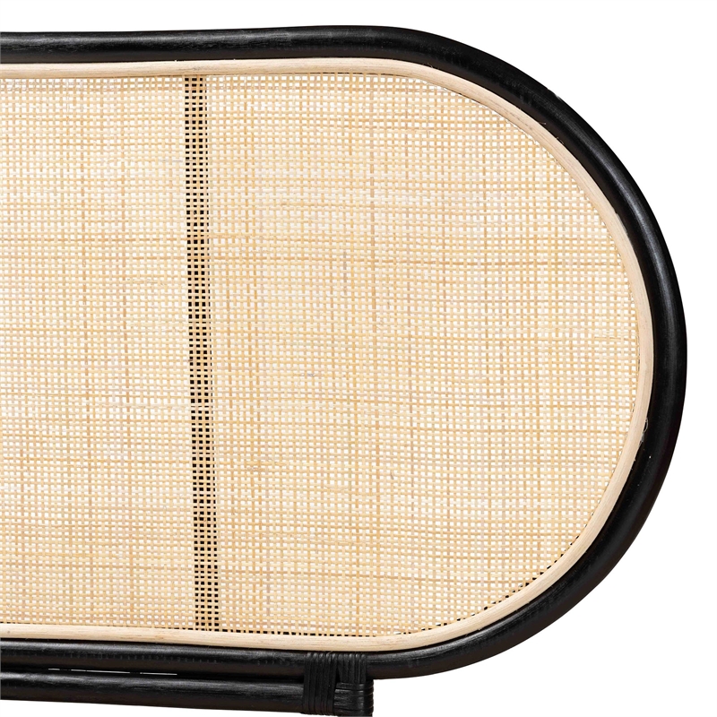 Baxton Studio Reegan Two-Tone Black and Brown Rattan Queen Standalone Headboard