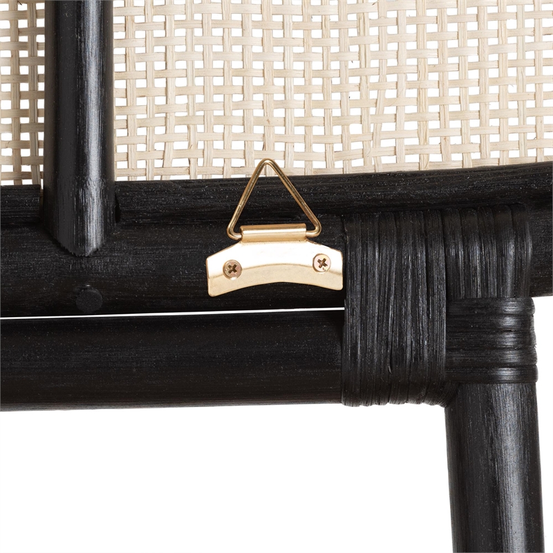 Baxton Studio Reegan Two-Tone Black and Brown Rattan Queen Standalone Headboard