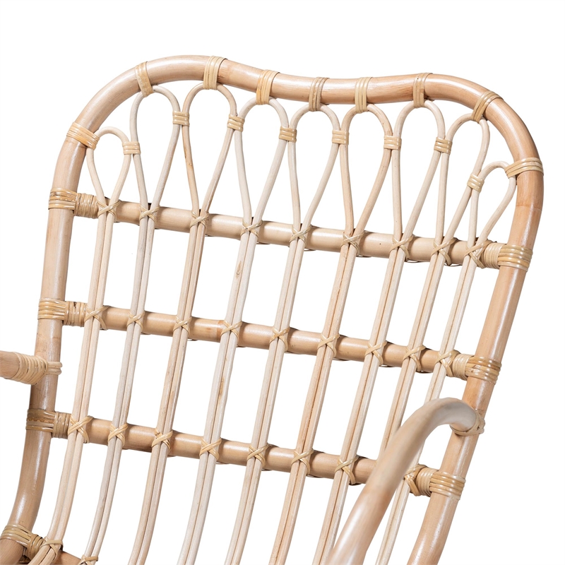 Baxton Studio Bajo Modern Bohemian Natural Brown Rattan Arm Chair