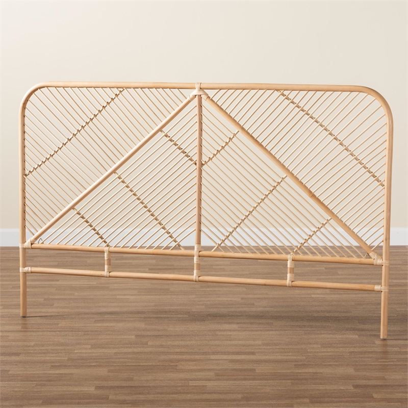 Baxton Studio Walid Natural Brown Rattan Queen Size Standalone Headboard