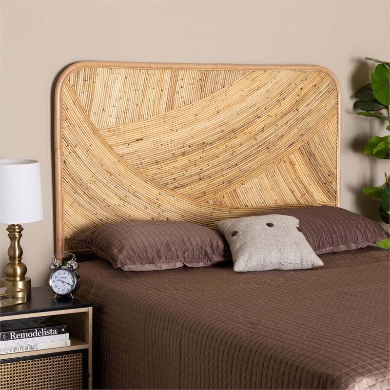 Baxton Studio Delphi Natural Brown Rattan Queen Size Standalone Headboard
