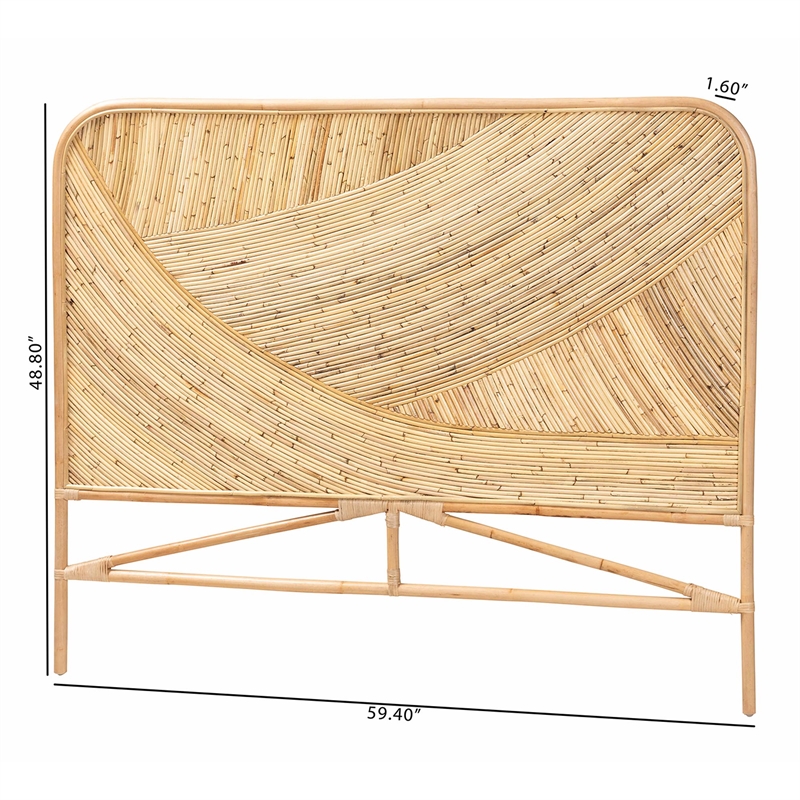 Baxton Studio Delphi Natural Brown Rattan Queen Size Standalone Headboard