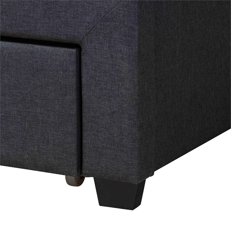 Baxton Studio Braylon Gray Fabric and Brown Wood Full Size Storage Platform Bed