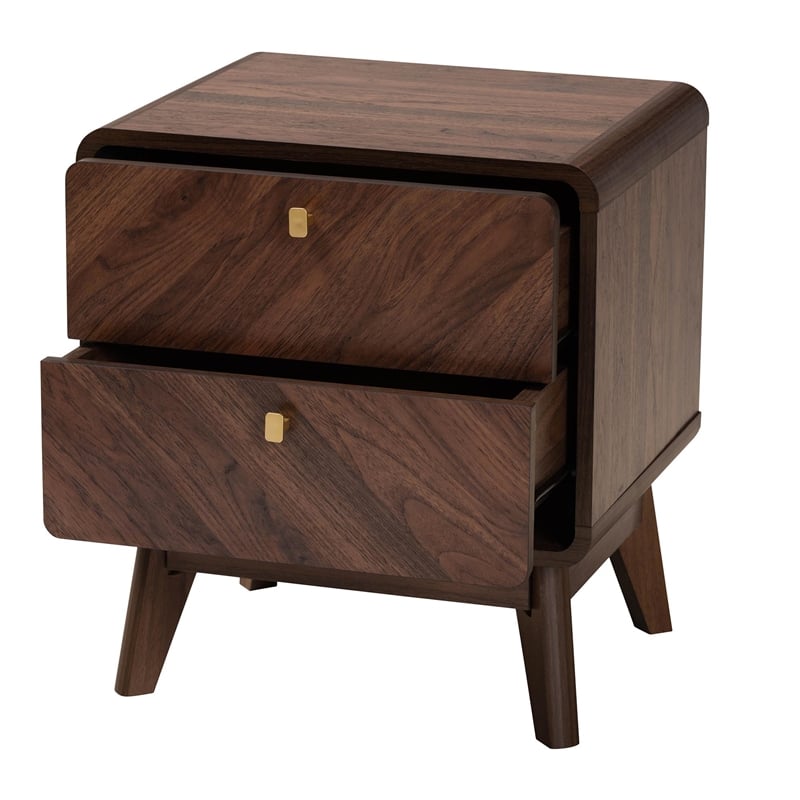 Baxton Studio Markell Walnut Brown Finished Wood 2-Drawer Nightstand