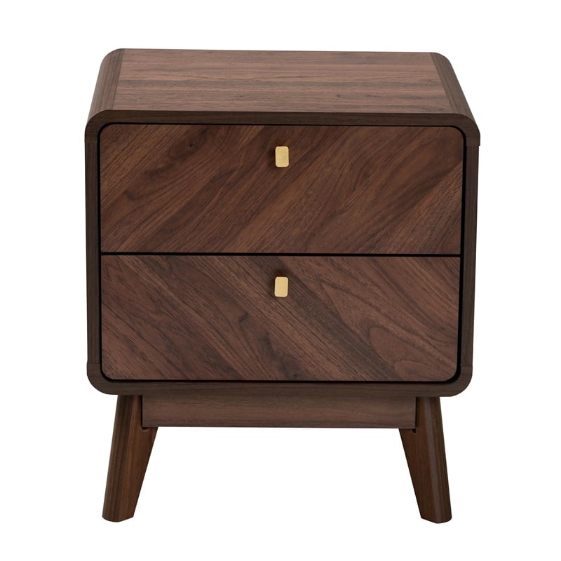 Baxton Studio Markell Walnut Brown Finished Wood 2-Drawer Nightstand