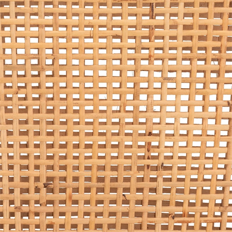 Baxton Studio Lingga Dark Brown Mahogany Wood and Natural Rattan Counter Stool