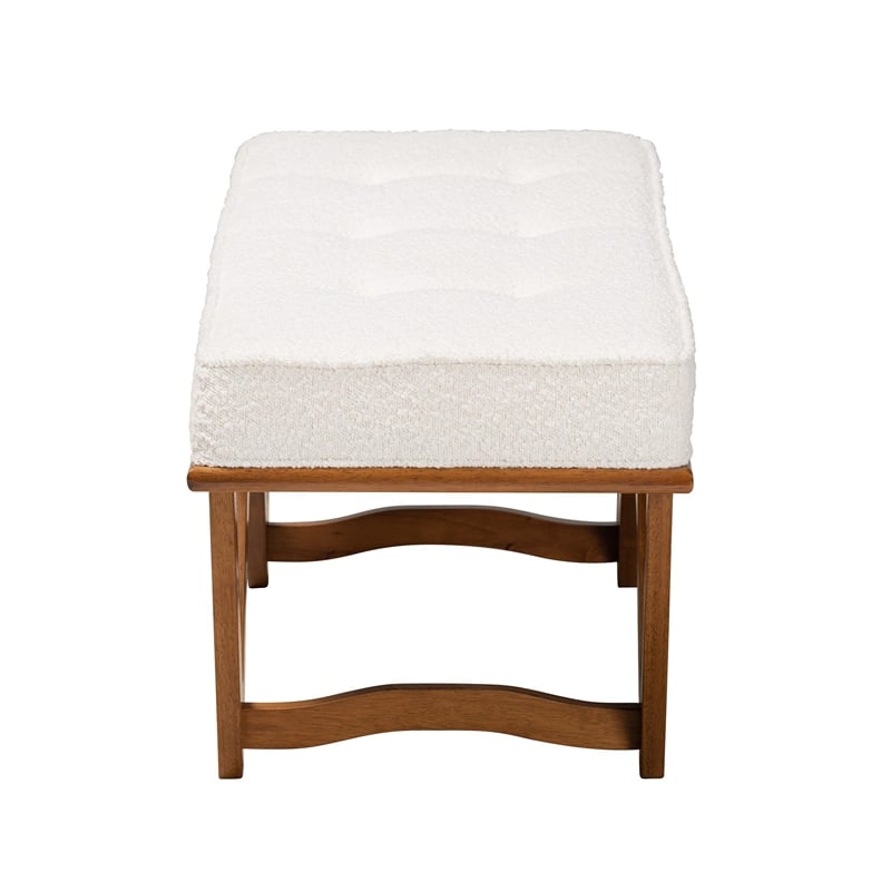Baxton Studio Chenoa Cream Boucle Fabric and Walnut Brown Finished Wood Bench