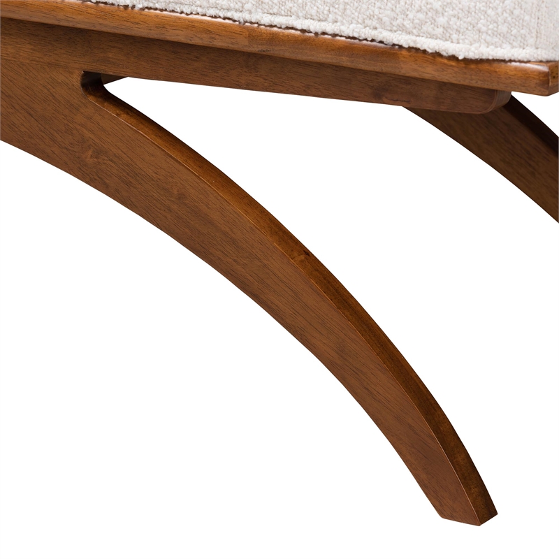 Baxton Studio Orella Cream Boucle Fabric and Walnut Brown Finished Wood Bench