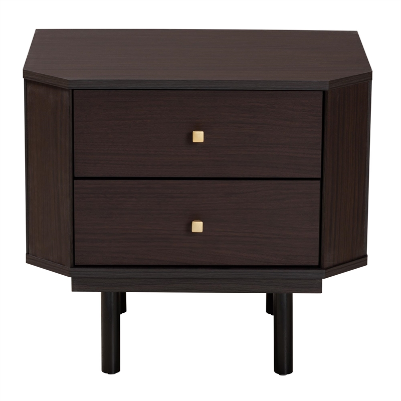 Baxton Studio Norwood Two-Tone Black and Espresso Brown Wood 2-Drawer End Table
