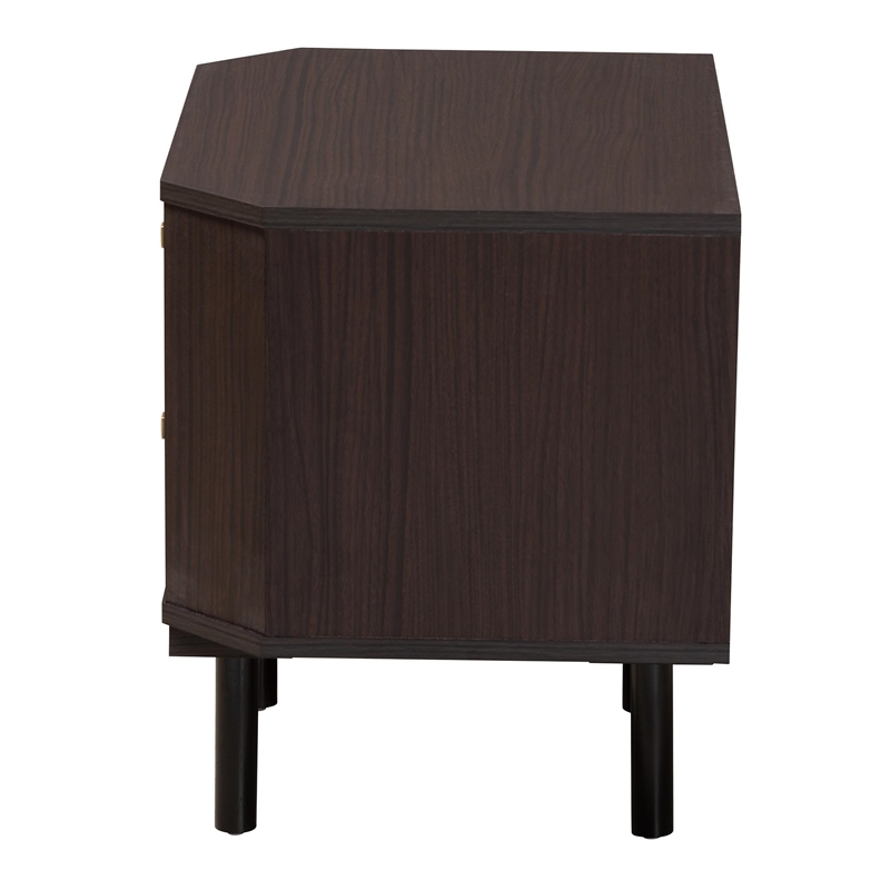Baxton Studio Norwood Two-Tone Black and Espresso Brown Wood 2-Drawer End Table