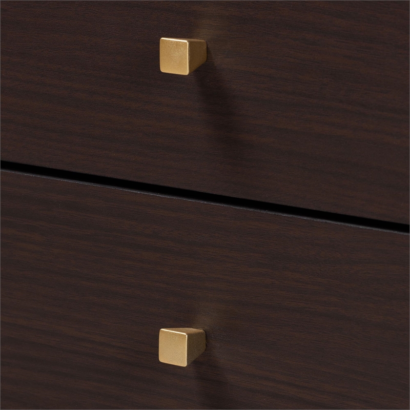 Baxton Studio Norwood Two-Tone Black and Espresso Brown Wood 2-Drawer End Table