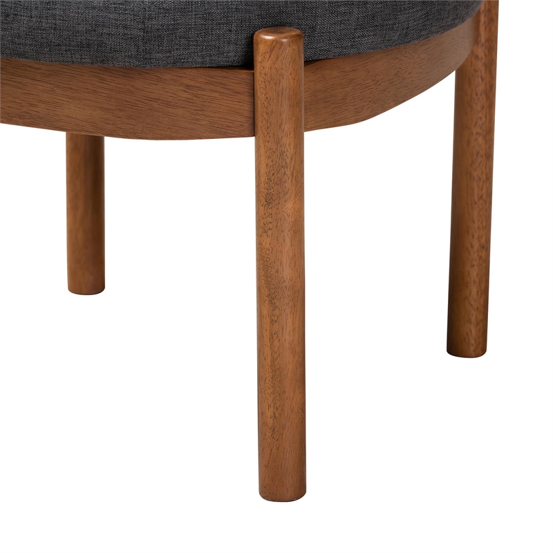 Baxton Studio Iliana Gray Fabric and Walnut Brown Wood Ottoman Footstool