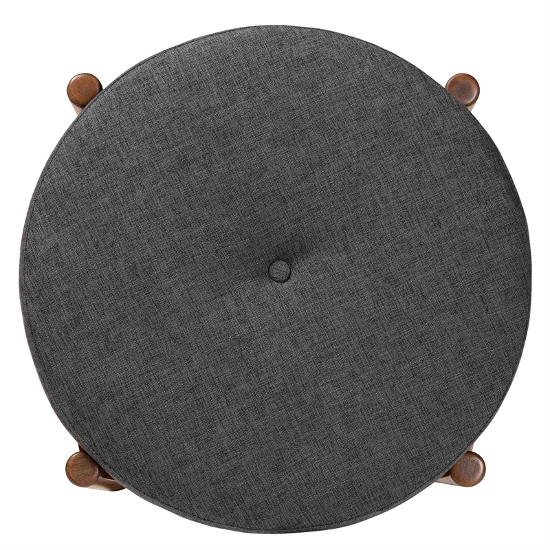 Baxton Studio Iliana Gray Fabric and Walnut Brown Wood Ottoman Footstool
