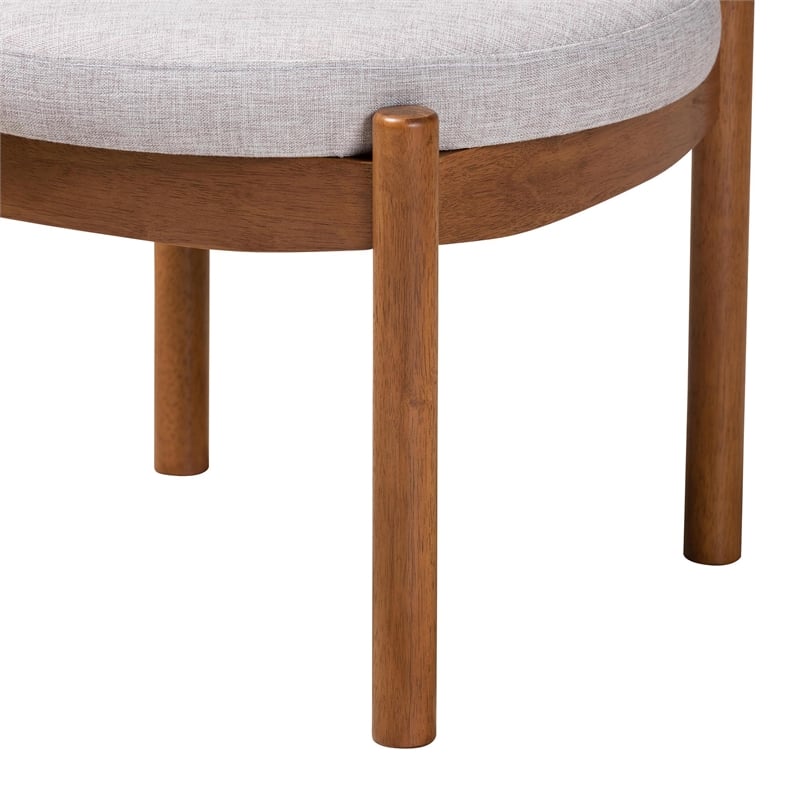 Baxton Studio Iliana Gray Beige Fabric and Walnut Brown Wood Ottoman Footstool