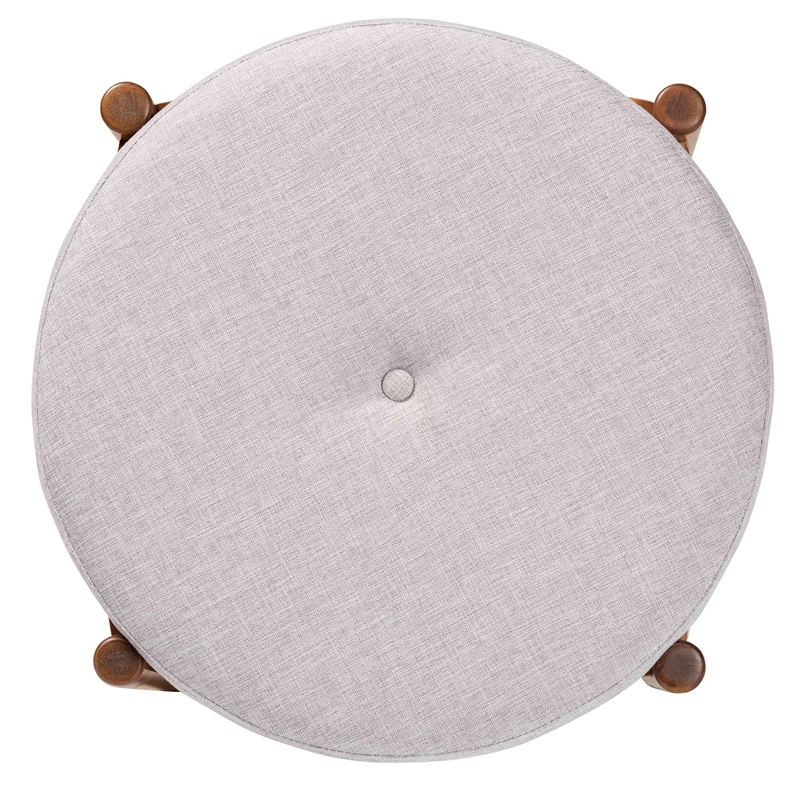 Baxton Studio Iliana Gray Beige Fabric and Walnut Brown Wood Ottoman Footstool