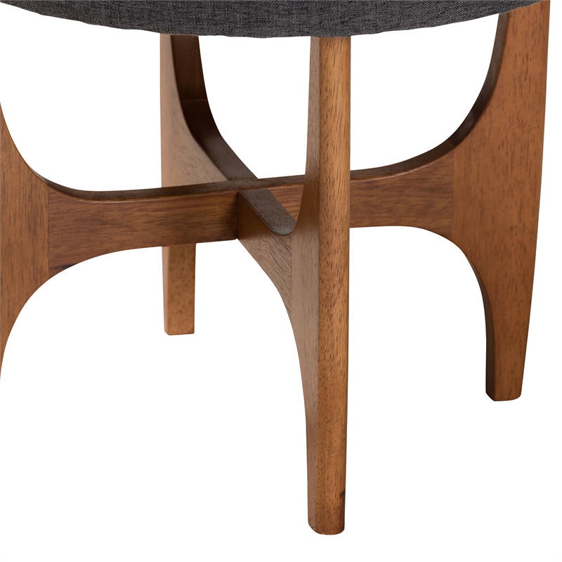Baxton Studio Theo Gray Beige Fabric and Walnut Brown Wood Ottoman Footstool