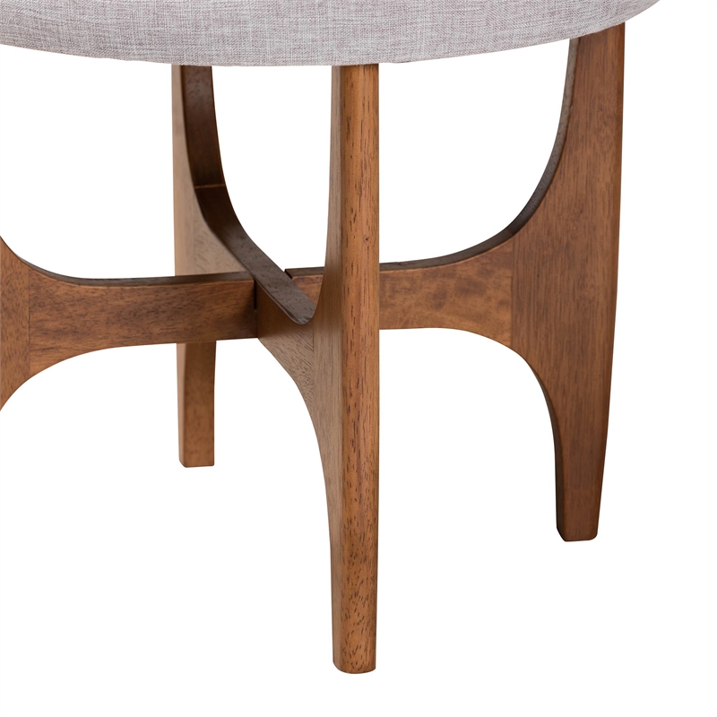 Baxton Studio Theo Gray Beige Fabric and Walnut Brown Wood Ottoman Footstool