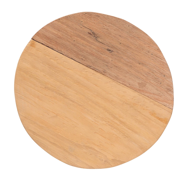 Baxton Studio Terah Modern Natural Brown Teak Wood Ottoman Footstool