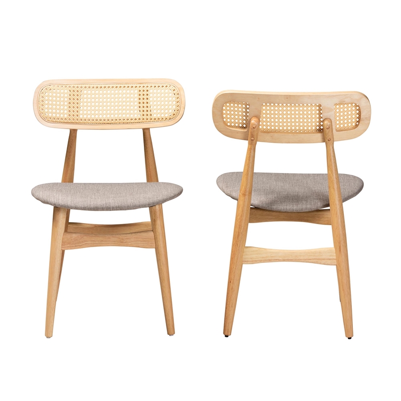 Baxton Studio Tarana Grey Fabric and Natural Oak Wood 2-Piece Dining Chair Set