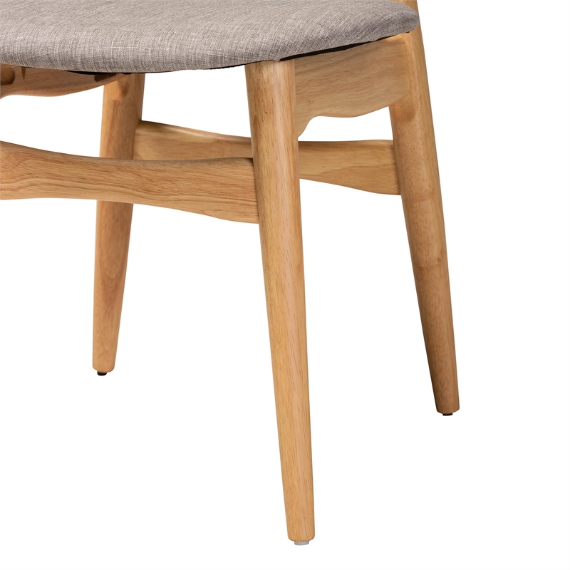 Baxton Studio Tarana Grey Fabric and Natural Oak Wood 2-Piece Dining Chair Set