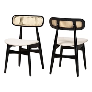 Baxton Studio Tarana Cream Fabric and Black Wood 2-Piece Dining Chair Set