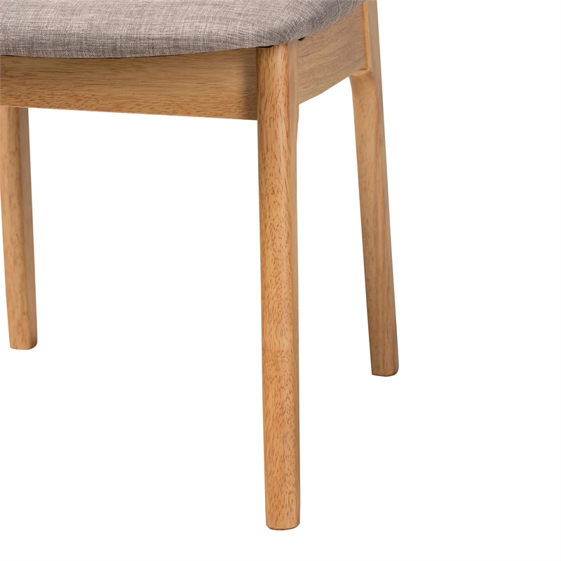 Baxton Studio Dannon Grey Fabric and Oak Wood 2-Piece Dining Chair Set