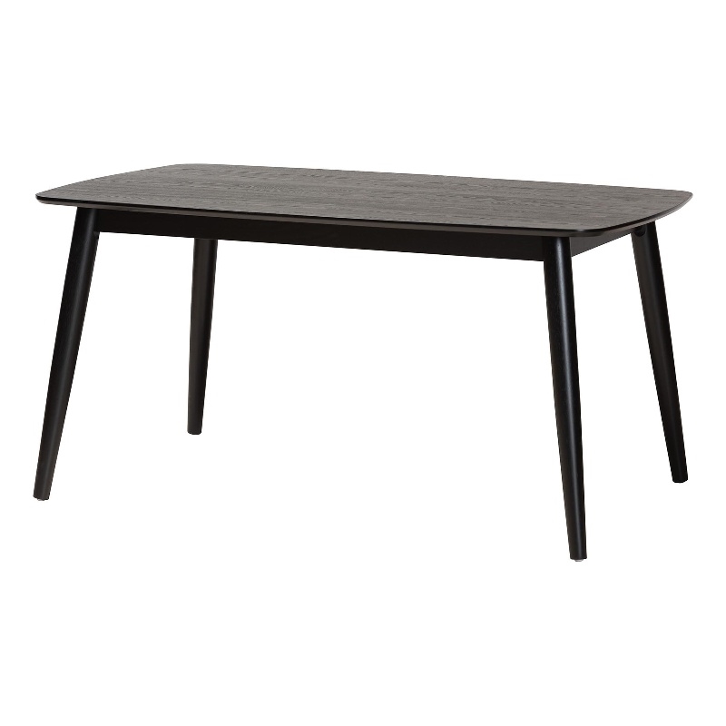 Baxton Studio Flora Mid-Century Modern Black Finished Wood Dining Table