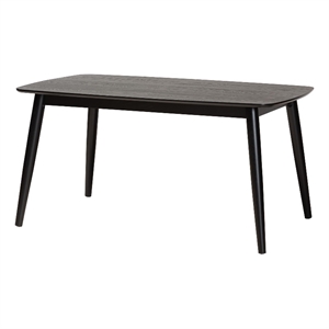 Baxton Studio Flora Mid-Century Modern Black Finished Wood Dining Table