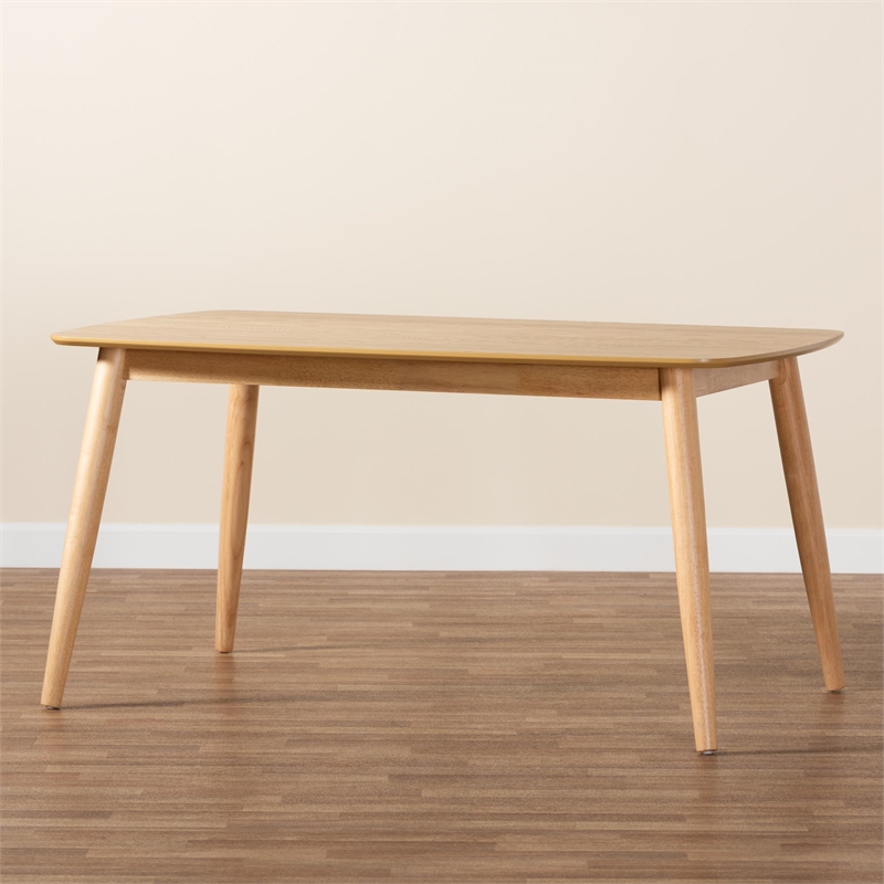 Baxton Studio Flora Mid-Century Modern Natural Oak Finished Wood Dining Table