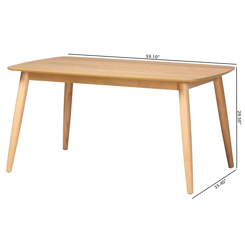 Baxton Studio Flora Mid-Century Modern Natural Oak Finished Wood Dining Table